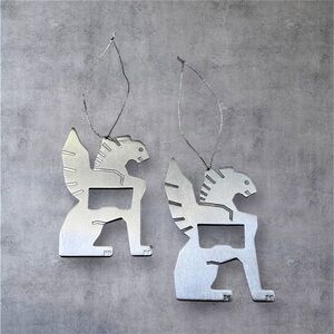 Set of 2 Stainless Steel Griffin Shaped Bottle Openers / Ornaments / Keychains